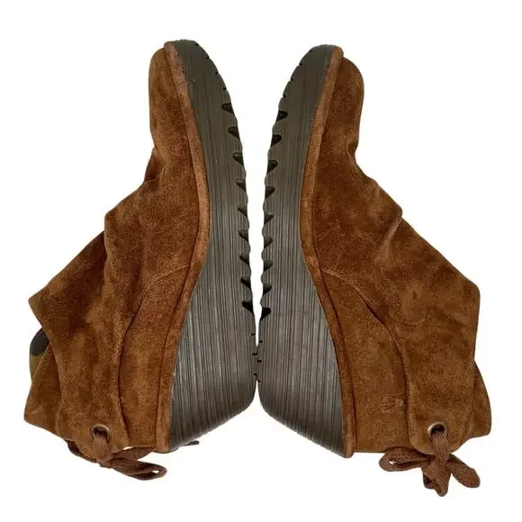 Fly London Yebi Camel Brown/Tan Suede Wedge Booties Ankle Boots Size 10 - Picture 4 of 7